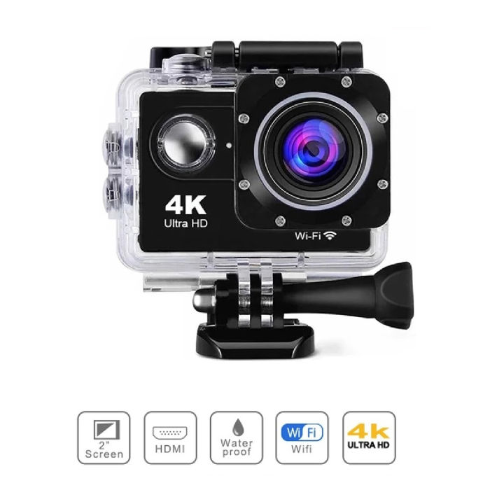 Action Camera Sports Wifi Camera for Bike Helmet Waterproof Housing Action Accessories Mount Battery