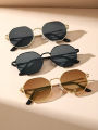 2025 Trendy Metal Frame Octagon Style Sun Glasses For Girls - Retro Polygon Gradient Mirror Sunscreen Sunglasses For Women. 