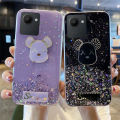 Phone Case For Realme C30 Back Cover Shiny Ring Case Glitter Soft Transparent Gloomy Bear Cases for Realme C30 Back Cover Stars Moon Girls. 