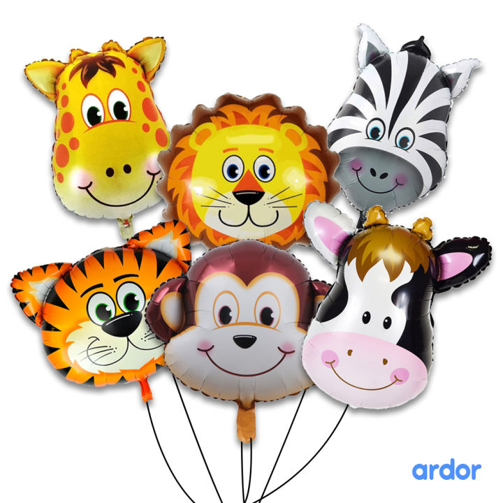14 Inches Jungle Safari Animals Balloons, Mylar Foil Balloon Kits For Animal Themed Kids Birthday Party Decorations,Multicolor