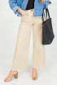 Beige Wide Leg High Waist Calf Lenght Denim Jeans | Export Quality | ZRANZIE. 