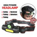 Multifunctional Waterproof LED Headlamp XPE + COB USB Rechargeable Headlight Head Torch high power Head Lamp. 