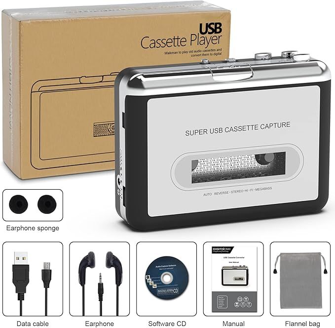 DIGITNOW!%20Portable%20Cassette%20Player/Cassette%20to%20MP3%20Converter%20Capture%20Cassette%20Tape%20to%20MP3/CD%20Audio%20via%20USB%20-%20Image%203