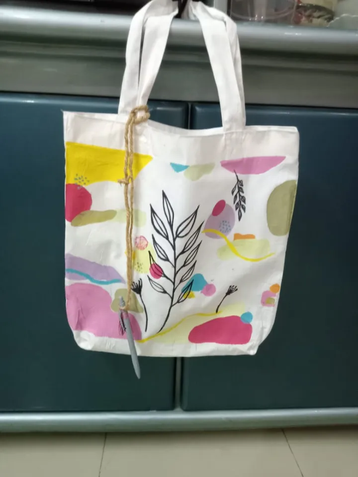 Aesthetic Handmade Canvas Bag Set Of Aesthetic Painting Tote Bag