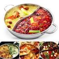 28cm Hot Pot Twin Divided Stainless Steel 28cm Cookware Hot Pot Ruled Compatible Soup Stock Pots Home Kitchen. 