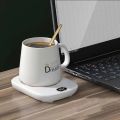 Coffee Mug-Warmer, USB Electric Coffee Cup Warmer for Desk, with Automatic On/Off to Keep Temperature Up to 104-122℉/ 40-50℃, Include Ceramic Mug, Cover, Spoon, Enjoy Anytime Hot Drinks,Green. 