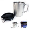 stainless steel MUGS with LIDS. 