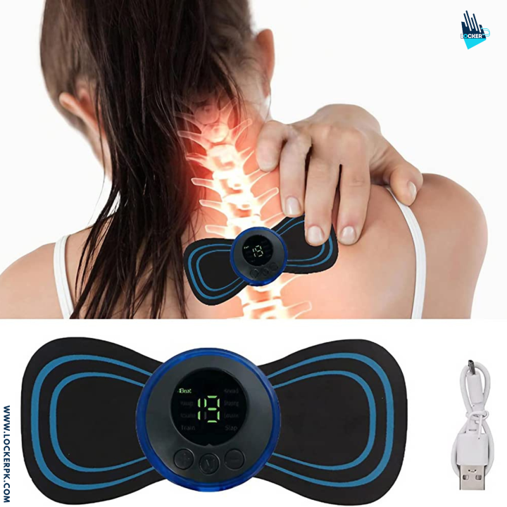 Full Body Mini Butterfly Massager Stick with 8 Modes & 19 Levels | Electric Rechargeable Massage Pad Gun for Neck, Back and Pain Relief for Men/ Women | EMS TENS Device Muscle Therapy Machine