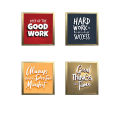 Motivational Quotes Wall Art Office Frames, Glass front with Prints, 4 Set 7x7 inches. 