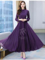 [ROYAL ROPA] Imported Crepe Stuff Purple Party Wear Long Maxi For Women/Girls RR-87. 