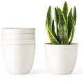 Pack of 6 - Small Flower Pots for Cactus and Artificial Plants - White. 