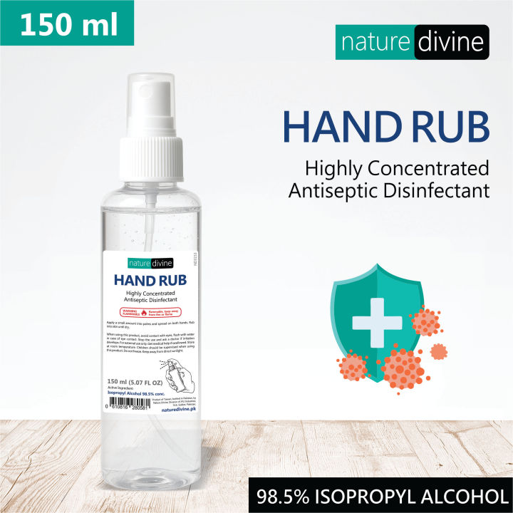 150 ml Nature Divine Mist Spray Hand Rub 98.5% Isopropyl Alcohol, IPA Rubbing Alcohol and General Purpose Antiseptic Disinfectant