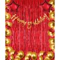 Red and Gold Theme Birthday kit Balloons Combo with Curtains and Star for Kids Girls Boys Birthday Decoration Items (Gold-Red). 