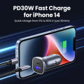 UGREEN 30W Car Charger Dual Port QC 4.0 3.0 Fast Charging For iPhone 16 15 Xiaomi Huawei Samsung Supercharge Type C Charger. 