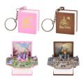 3D Three-dimensional Castle Dinosaur Book Keychain Folding Castle Dinosaur Book Keychain Castle Dinosaur Pendant Keychain Children's Party Gift Creative Toys Conbo. 