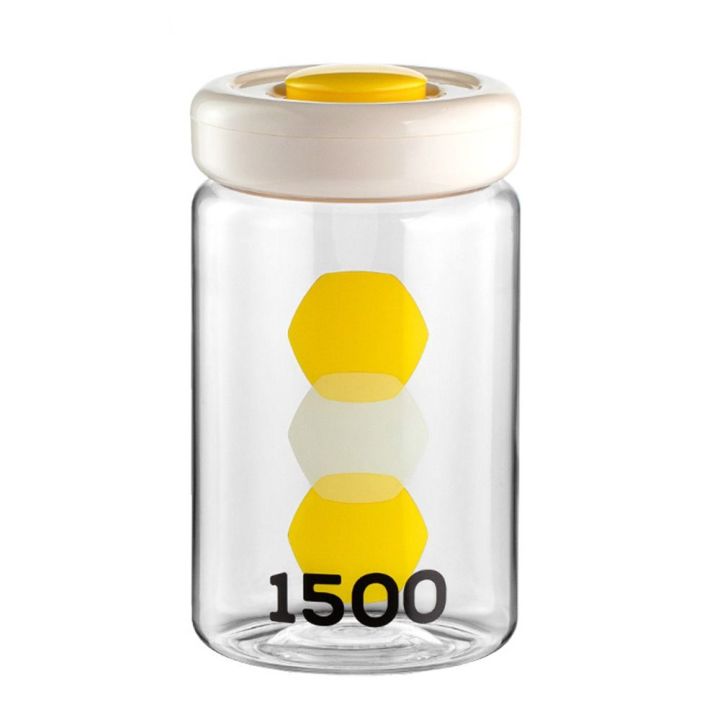 1000ml/1500ml Press Type Airtight Food Storage Containers Vacuum Sealed One Button Opening Dried Fruit Tea Containers with Lids Large Capacity Dry Cereal Milk Powder