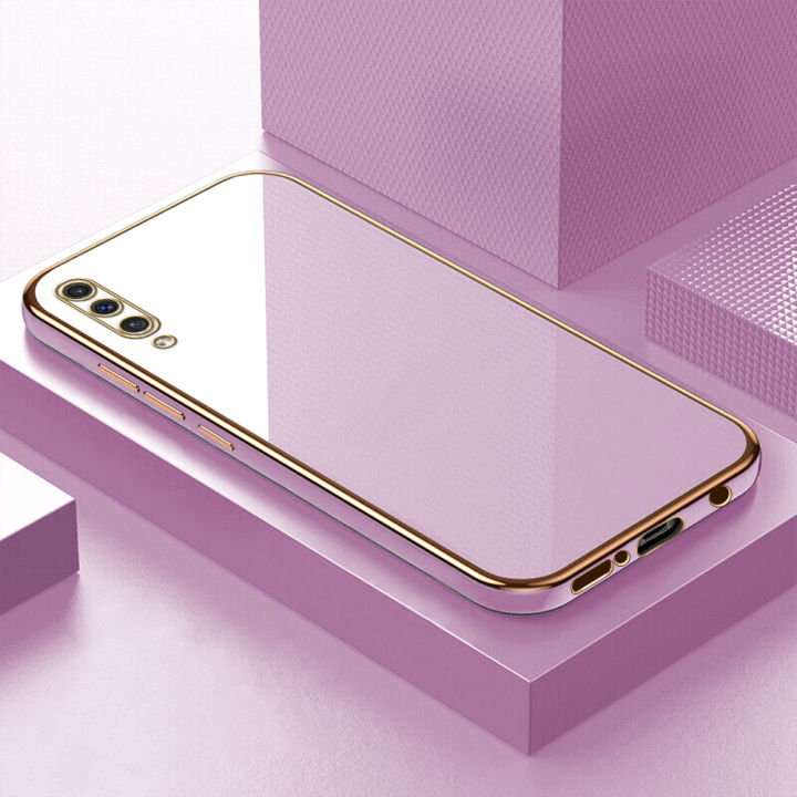 ZeroQiQi for Samsung Galaxy A50 A50S A30S Back Cover Luxury 6D Plating Case Side Pattern Soft Silicone Square Phone Cases + Free Lanyard