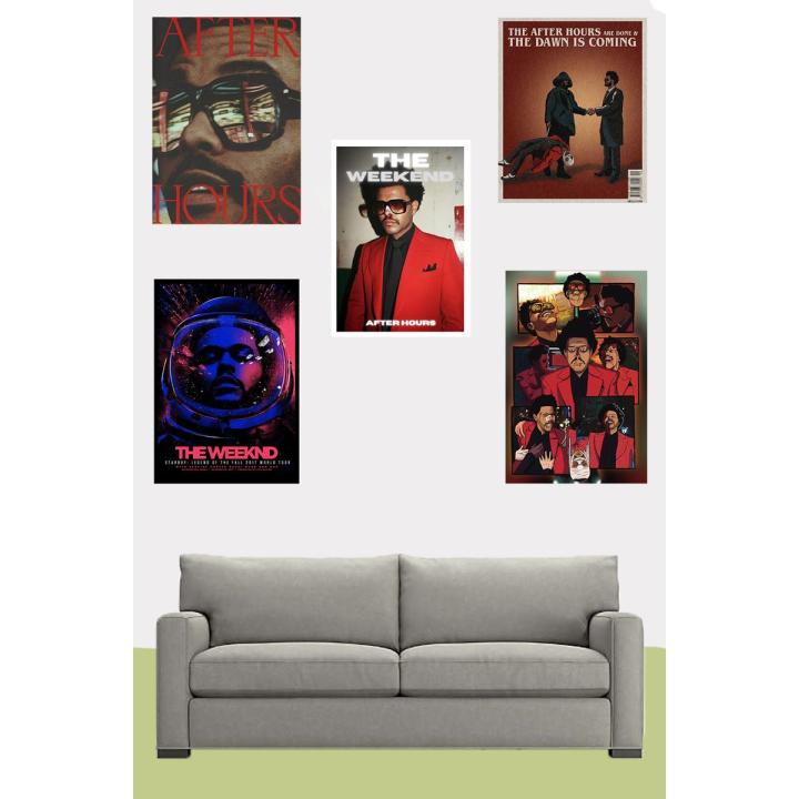 Set of 5-The Weeknd Aesthetic Music Posters Room Posters Vinyl Paper Music Vintage Posters Home Room Art Painting Wall Poster