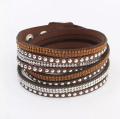 Design Crystal Rivet Multilayers Bracelet. 