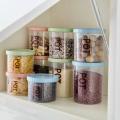 【FUN LIVE】 700/900Ml Plastic Storage Can With Scale Sealed Tank Stackable Dried Fruit Tea Coarse Cereals Sealed Jar Kitchen Accessories. 