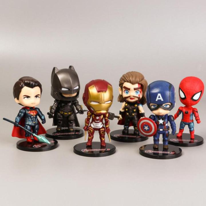 NYT 6Pcs/Lot The Avengers Miniatures Marvel  Pvc Avengers Infinity War Thanos Spider Man Iron Man Captain America Thor Wolverine Action Figure S Dolls For Kid
