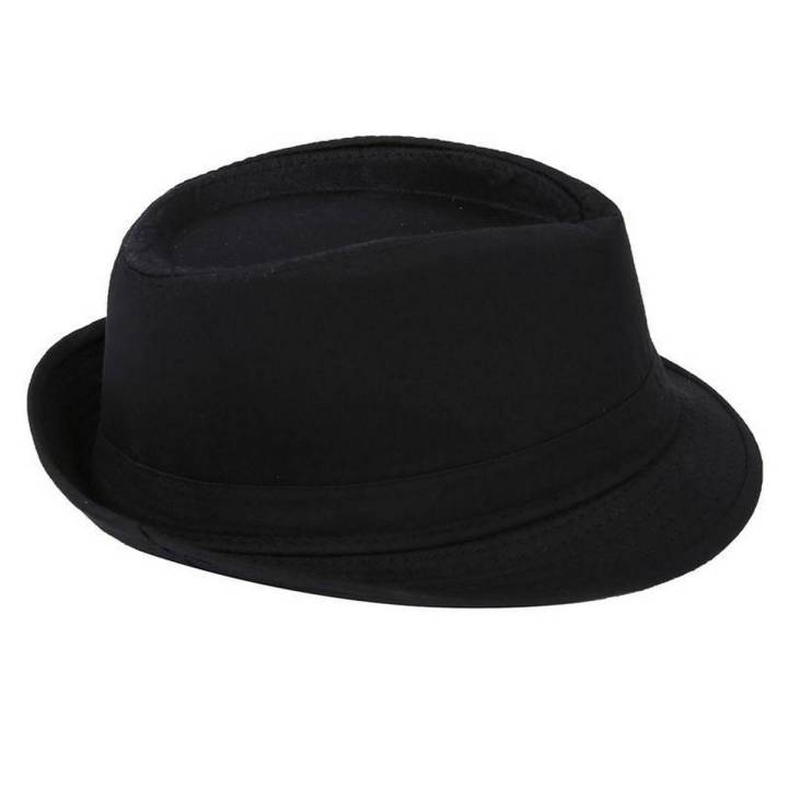 Black Fedora Plain Hat Outfit accessory for Gangster Fancy Dress
