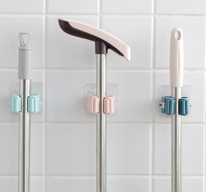 Wall Mounted Mop Strong Home Bathroom Hooks Holder Brush Broom Hanger Storage Rack Bathroom Holder Shower Hooks