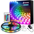 LED Strip Light with Remote 5M, SOLMORE RGB Strips Lighting SMD5050 Color Change LED Rope Lights Ideal for bedrooms, Party Decorations, with Adhesive and Fixed Clips, 12V Power Supply. 