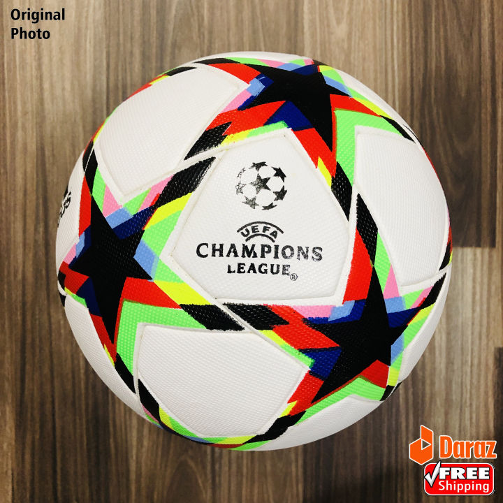 UEFA Champion League Football White Match Soccer Ball 2022-23 Size 5 with free Nozzle by King Sports