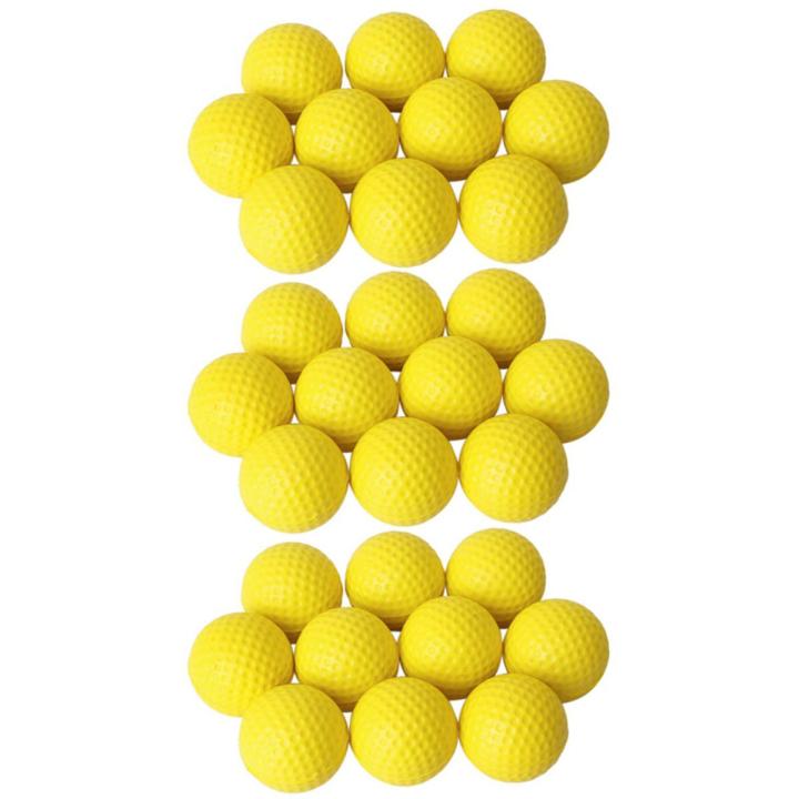 30pcs Yellow Soft Elastic Indoor Practice PU Golf Ball