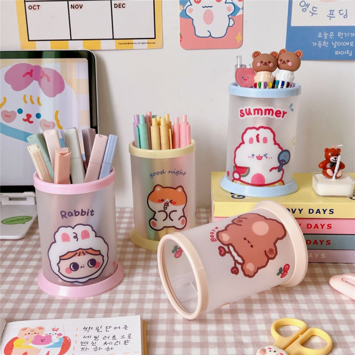Pen Container Diy Pen Bucket Student Desktop Storage Box Ins Pen Container Round Folding Pen Container Cute Pen Bucket