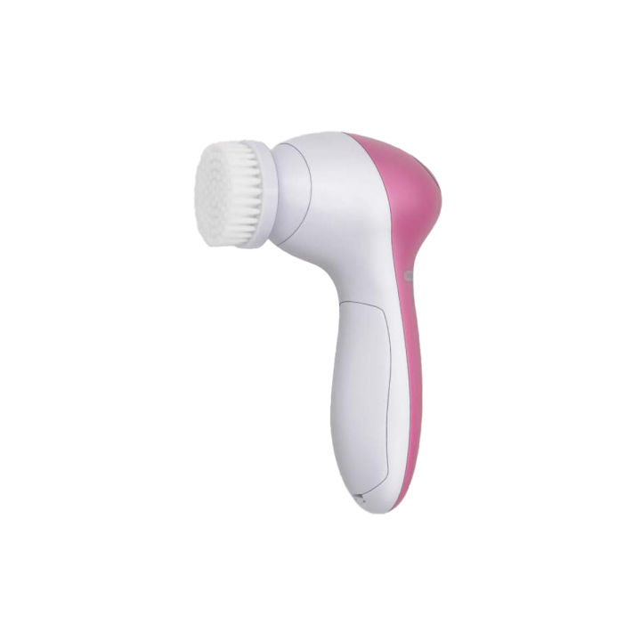 5-in-1 Beauty Care Brush Massager Scrubber Face Skin Electric Facial Cleanser (Pink, White)