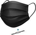 Disposable Black Mask Surgical mask pack of 10 pieces Disposable Masks 3 ply layeonic Use and Throw Masks Pack of 10 Pcs Pin Certified by CE ISO GMP Best for Men Women(10-black). 