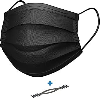 Disposable Black Mask Surgical mask pack of 10 pieces Disposable Masks 3 ply layeonic Use and Throw Masks Pack of 10 Pcs Pin Certified by CE ISO GMP Best for Men Women(10-black)