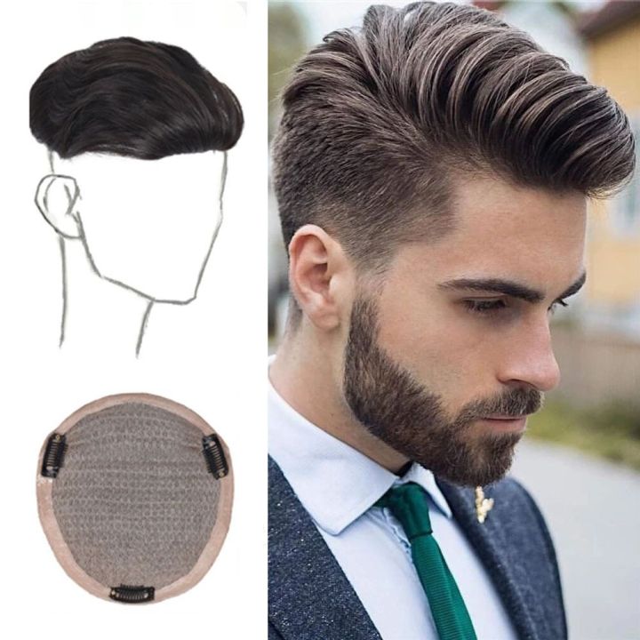 Invisible False Daily Bald Foreheads Black Heat Resistant Fiber Replacement Brown Natural Male Short Straight Wig Human Hair Wigs Nightclub Bar Wig Hairline Men's Toupee