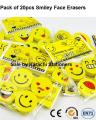 20 Pcs - Smiley Face Eraser Cartoon Eraser. 