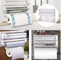 3 In 1 Kitchen Triple Paper Roll Dispenser & Holder For Tissue Paper Roll, Aluminum Foil And Plastic Wrapping Film/Cling Film Triple Paper Dispenser | 3 in 1 Foil Cling Film Tissue Paper Roll Holder for Kitchen with | Kitchen Triple Paper Roll Dispenser &. 