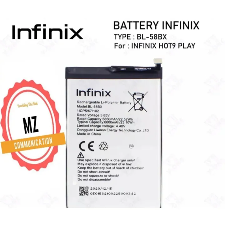 BL-58BX BATTERY INFINIX HOT HOTE PLAY HOT 10 WITH 6000