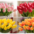 Lifelike tulips Elegant Beautiful touch tulips Vibrant colors High-quality Artificial flower bouquet for Bridal bouquet Home decor Wedding centerpiece Floral arrangement Gift for loved ones. 