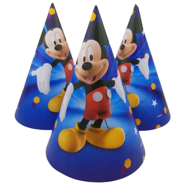 MICKEY MOUSE THEME BIRTHDAY CAPS - PACK OF 10 BIRTHDAY PARTY CAPS - MICKEY MOUSE BIRTHDAY CAPS