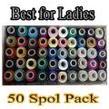 50 Sewing Thread Multi color 2 plai, Ladies color ( Falkon Traders ). 