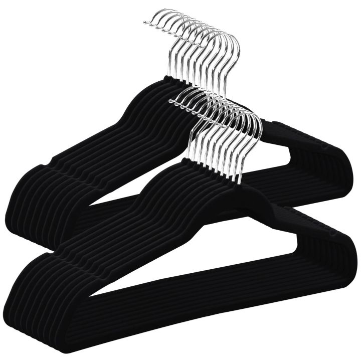 Fast Forward Premium Velvet Hangers 10 Pack - Non-Slip & Durable Clothes Hangers | Black with 360 Degree Rotatable Hook | Heavy Duty Coat Hangers