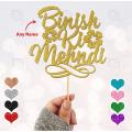 Custom Mehndi Cake Topper For Party Celebration, Wedding Topper, Personalised with Any Color, Any Name. 