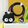 Cute Black Cat Charger Protractor Cover For iphone x to 15 pro max 20W Charger. 