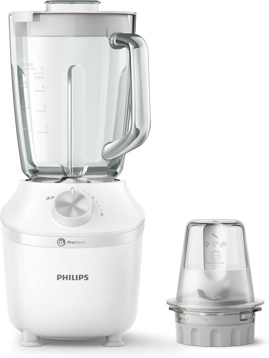 Philips 3000 Series Blender - 600W, 2L Capacity, Glass Jar, ProBlend System, 2 Speed Setting + Pluse - HR2291/20 White