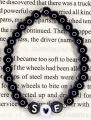 Customized name letter bracelet for couples / Small Black beads 4mm beads/Black letters/White letters. 