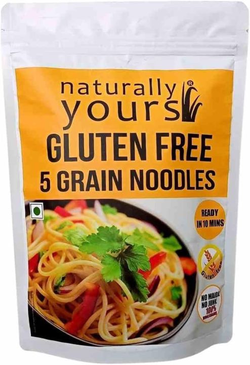Naturally Yours Noodles 5 Grain Gluten-Free | 100% Natural & Vegetarian | No Onion No Garlic | No Preservatives Artificial Flavors, Colors or MSG | 100g