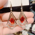 Rhombus Sapphire Earrings Fashion Earrings Valentine's Day Present. 
