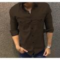 Coffee Brown Double Pocket Casual Shirt. 