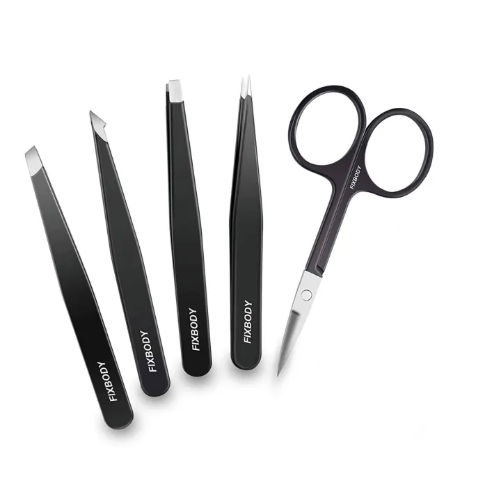 Stainless Steel 5 pieces Tweezers with Curved Scissors, Best Precision ...